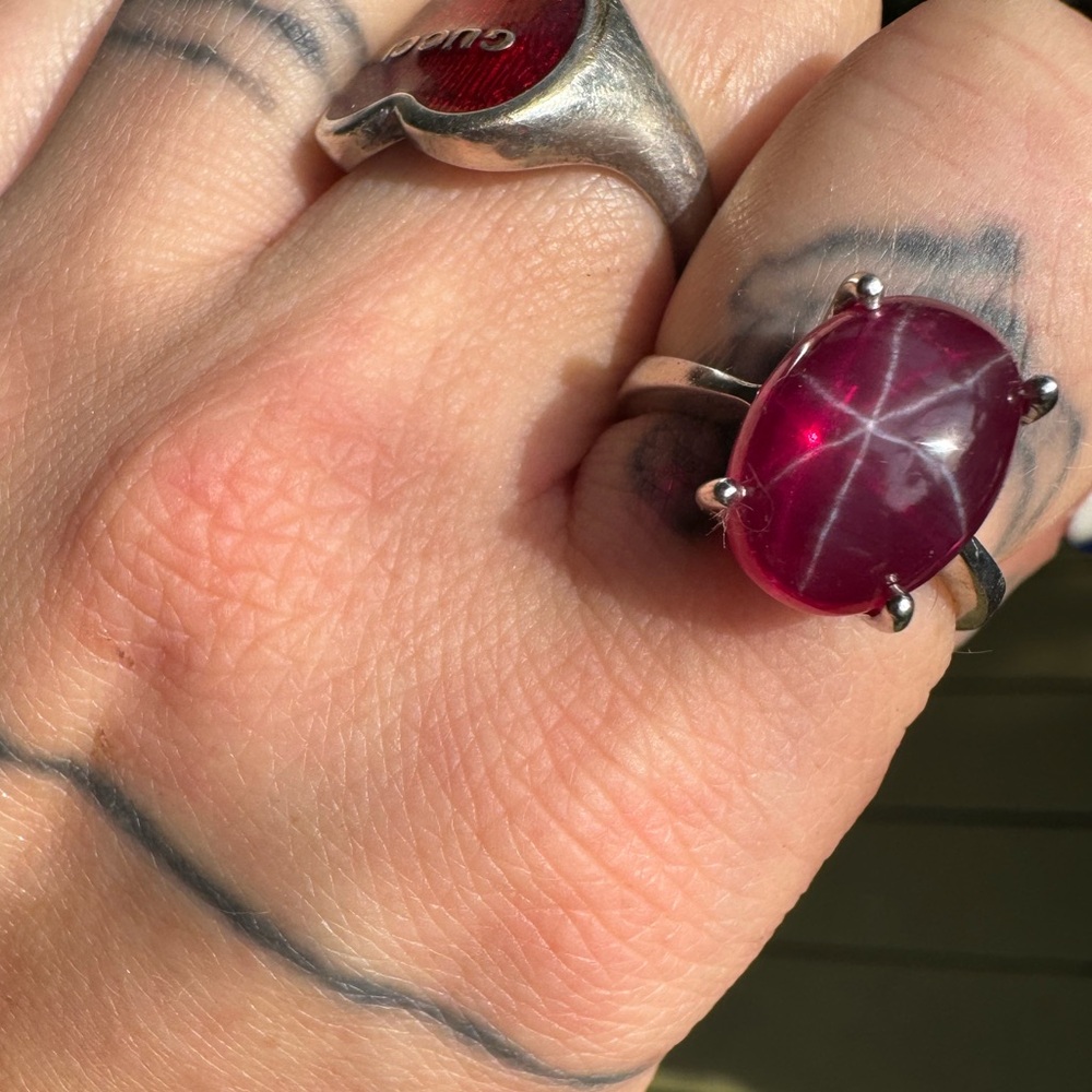 Aaa Quality Star Ruby Ring Sterling Silver Pink S… - image 4